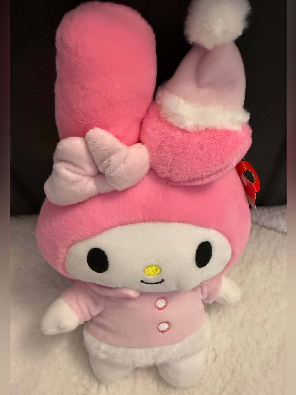 Sanrio My Melody Plush in Pink and White with Holiday Hat